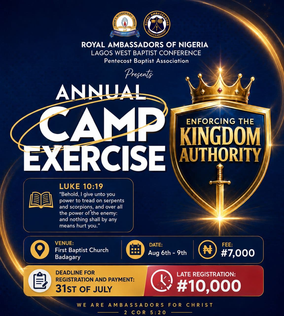 2026 Annual Camping Exercise Announced — Royal Ambassadors
